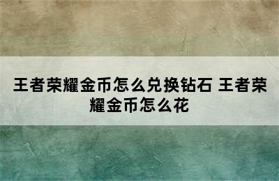 王者荣耀金币怎么兑换钻石 王者荣耀金币怎么花